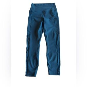 Fabletics PowerHold High Rise 7/8 Leggings Teal Blue Pockets Compression S F40